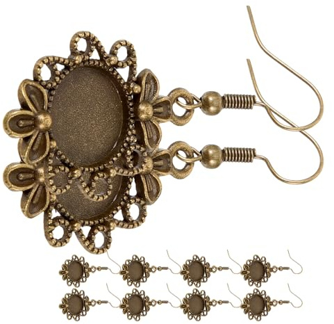 Gatuida Plateaux à Pendentifs à Lunette pour Boucles D'oreilles DIY en Alliage Or, 10 Pièces, Base Vintage Délicate pour Création Bijoux Fantaisie