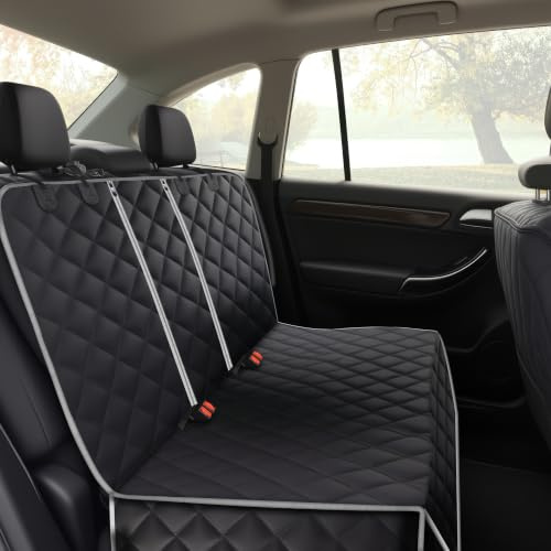 Alfheim Dog Car Back Seat Cover, Waterproof Non-Slip Rear Seat Protector | Durable Washable Travel Hammock Pet Seat Cover with Armrest Opening for Car Trucks SUV (White)