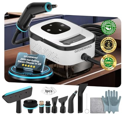 2026 Upgraded 14-IN-1 Steam Cleaners【99.99% Germ Kill, 0% Chem –#1 Deutsche Technologie】【Upgraded: 9s Turbo Steam – 30% Faster (UK Lab Approved)】Handheld Steam Cleaners for Home,Floor,Sofa&Windows