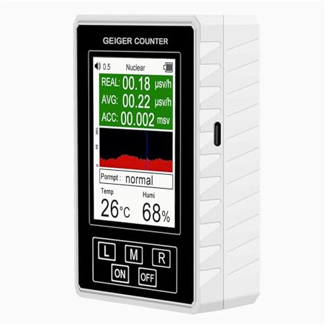 Tragbarer Geigerzähler, Nuklearer Strahlungsdetektor, Persönliches Dosimeter, Marmortester, Röntgenerkennungsgerät BR-9B PRO, XR1 Hohe Genauigkeit(White)