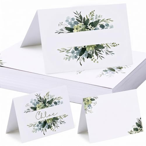 50pcs Green Leaf Table Place Cards, Wedding Name Place Cards for Table Setting Birthday Dinner Party Reception Christmas
