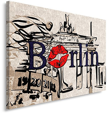 Feeby, Leinwandbild, Bilder, Wand Bild, Wandbilder, Kunstdruck 30x40cm, Berlin, ABSTRAKTION, Symbole, Mund, Inschrift, Farben