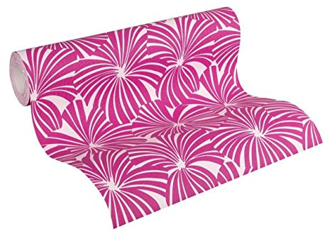 Esprit Vliestapete Play in Summer Tapete Palmenprint abstrakt 10,05 m x 0,53 m grau rot lila Made in Germany 327594 32759-4