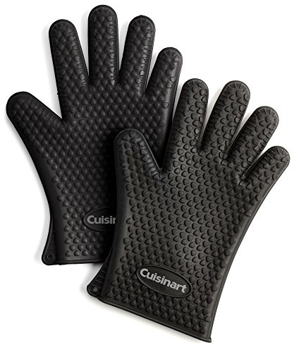 Cuisinart Heat Resistant Silicone Grilling Gloves for Indoor and Outdoor Cooking, Grilling, One Size