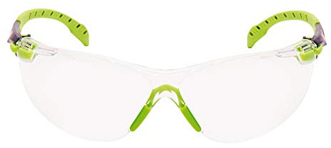 3M Solus Safety Glasses, Green/Black frame, Scotchgard Anti-Fog, Clear Lens, S1201SGAF-EU