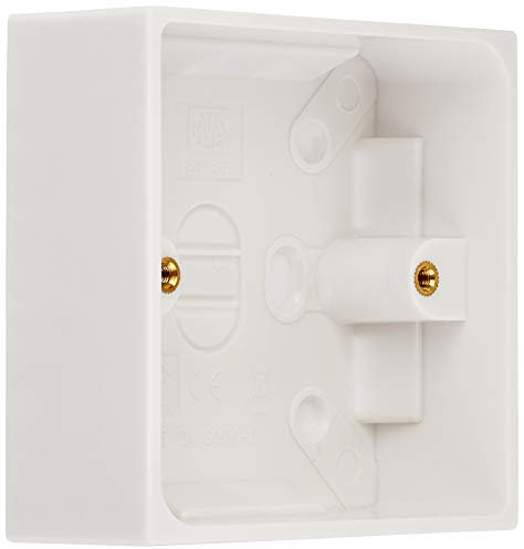 Merriway BH04175 Scatola a Montaggio in Superficie, Sagomata per Placca 1 Posizione, profondità 35 Mm, Bianco