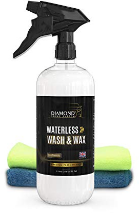 Diamond Shine Waterless Car Wash & Wax Spray, 1L Bottle – Quick Car Cleaner & Polish for All Vehicles – Eco-Friendly Detailing with Microfibre Cloths – No-Rinse Shine for Paintwork & Glass