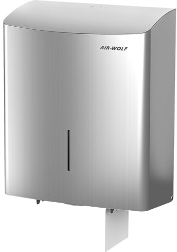 AIR-WOLF Duplex-Rollenspender, Edelstahl gebürstet, Serie Alpha | Für 1 Großrolle oder 3 Haushaltsrollen, Edelstahl gebürstet