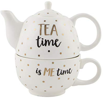 Sass et Belle métallique Monochrome Tea Time Théière pour une personne