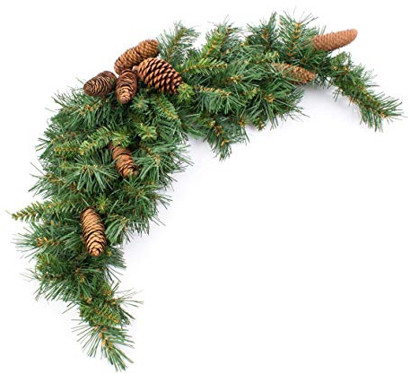 artplants.de Ghirlanda d'abete Artificiale ad Arco/Centrotavola Alfred con pigne, 90cm, difficilmente infiammabile, Resistente alle intemperie - Ghirlanda Natalizia/Decorazione Natalizia