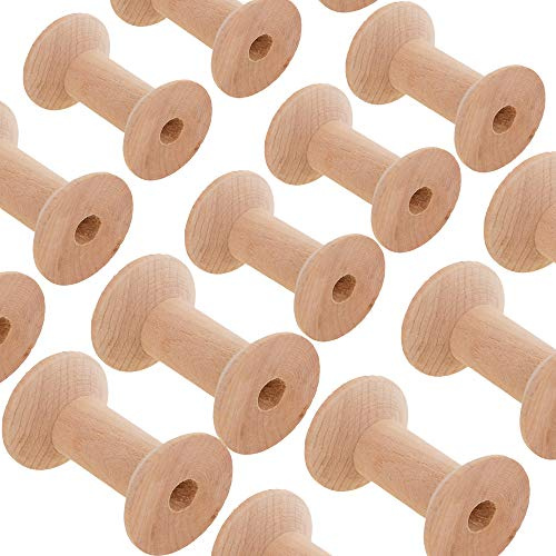MZTD 20 stycken sytrådssolar – trätomma spolar gängspolar – träspolar spolhuvud – sy garnspolar – naturlig tråd vävning – träfärg 47 mm x 31 mm