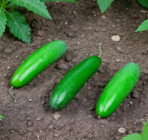 Skyseen 3 Pcs Artificial Lifelike Green Cucumber Fake Vegetable Decoration