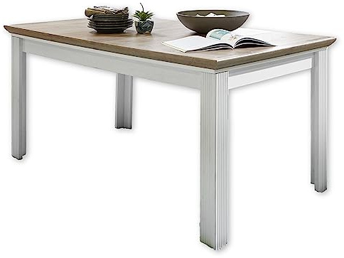 JASMIN Esstisch ausziehbar Pinie hell Artisan Eiche 160-220 x 76 x 90 cm | Ausziehbarer Esstisch mit Einlegeplatte im Landhausstil für Wohnzimmer und Esszimmer, Pinie hell Dekor