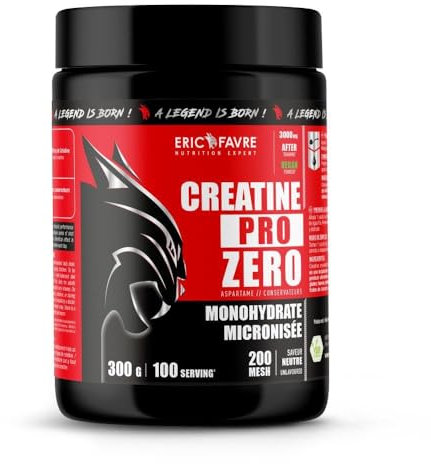 PURE CREATINE MONOHYDRATE Pro Zero - Créatine de Qualité Micronisée - Effort Intense - Booste les Performances - Dissolution Complète - Saveur Neutre - Eric Favre