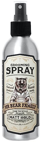 Mr Bear Family Grooming Spray – Texturspray med Medium Matt Finish Hårprodukter för Män Styling Spray för Torr Hårbotten och Motverkar Mjäll Innehåller Vitamin B5 Aloe Vera Karnaubavax, 200ml
