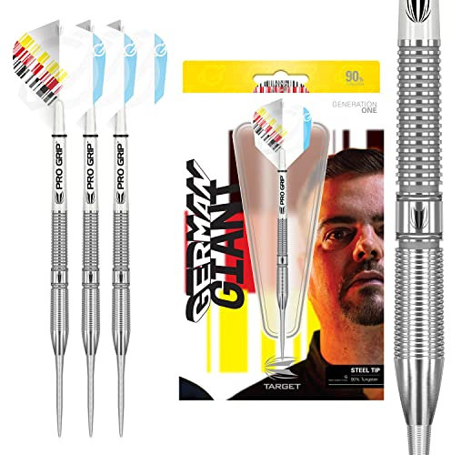 Target Darts Unisex-Adult Gabriel Clemens 90% Wolfram Steeldarts-Set (23Gr) Dartpfeile mit Stahlspitze, Silber