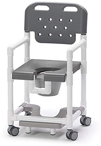 RCN SCC 200 Duschstuhl aus Spezialkunststoff | ergonomisch geformte Rückenlehne | garantiert Nicht rostend | bis zu 150 kg belastbar (SCC 200 BS FT, Graphit)