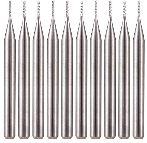 LBQ 10Pcs 0.6mm Carbide End Mill Engraving Milling Cutter CNC Router Bits for PCB Machine, 1/8 Shank