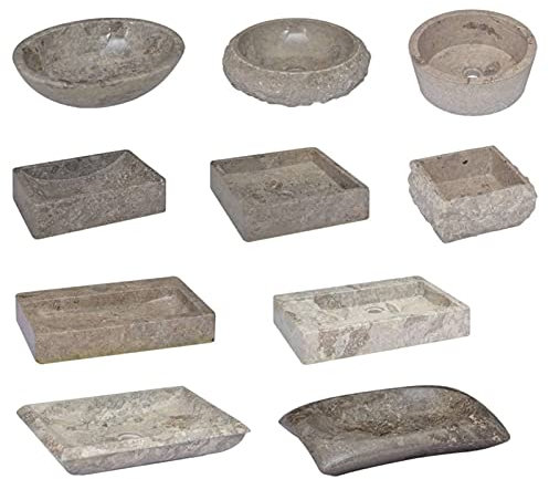 Susany Waschbecken Aufsatzwaschbecken Waschtisch Waschschale Waschplatz Handwaschbecken Naturstein Becken Badezimmer Grau 50x35x10cm Marmor