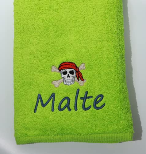 Generisch ★ Handtuch mit Namen und Motiv Bestickt ★ Duchtuch ★ Geschenk ★ Badetuch ★ 500 g/m2 ★ (70 x 140 cm, Grün)