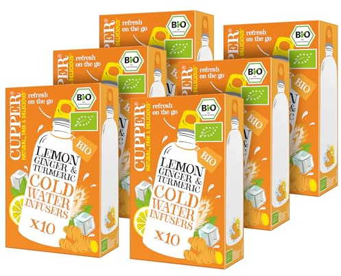 Cupper - Infusiones Ecológicas Frías Limón y Cúrcuma - 6 Cajas 10 Bolsitas