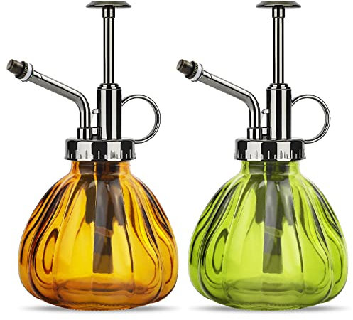 GZLCEU 2 Stück Vintage Sprühflaschen 16 x 9 cm für Gartenarbeit Pflanzen Blumen Haus Büro (Hellgrün/Kaffee)