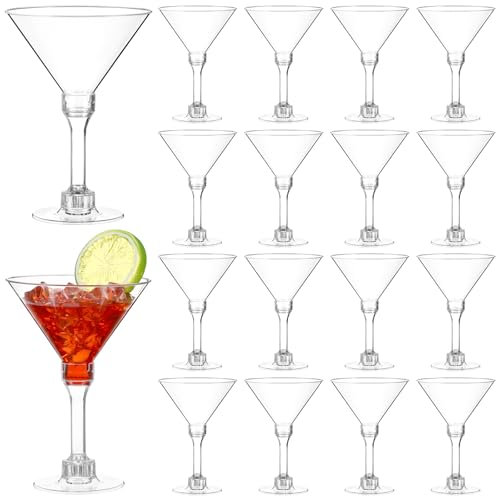 Juego de 20 vasos de cóctel transparentes reutilizables para martini copas de postre para vino, cóctel, boda, cumpleaños, decoración de fiesta