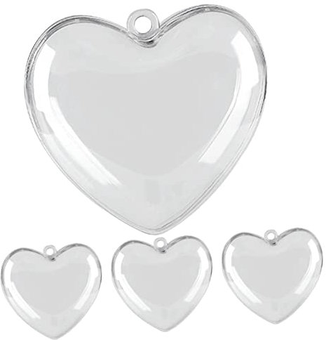 OKUMEYR 4stücke Klare Befüllbare Herzkugeln Zum Ausfüllen Mit Perlen Bändern Süßigkeiten Oder Fotos Hängende Ornamente Für Valentinstag Hochzeit Und Festtagsdekoration