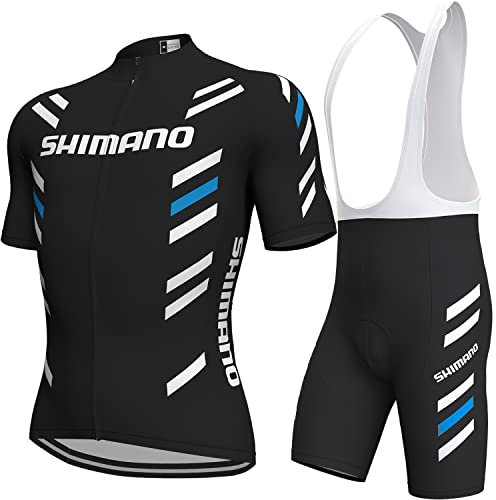 assocauicy Herren Fahrradtrikot Set,Atmungsaktives Schnell Trocknendes Radtrikot Mit 4d Gel Gepolsterten Shorts