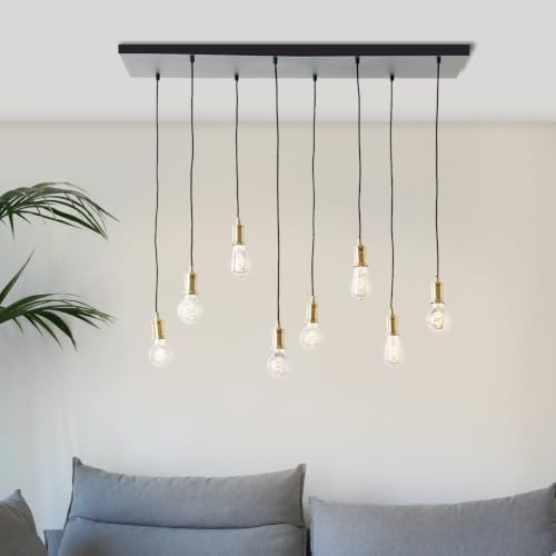 8 flammige Hängelampe - Reihen Pendelleuchte im industriellen Stil - mit | Reihen Hängelampe, 133 x 110 cm, 8 x E27, max. 60 W, Kabel kürzbar