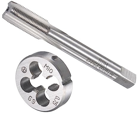 CoCud Gewindebohrer und Matrize Set M10 x 0.75 Gewinde Schnellarbeitsstahl | 1Set, Maschine Schrauben Gewindebohrer und Rundmatrizen, für Gewindeschneiden Reparieren