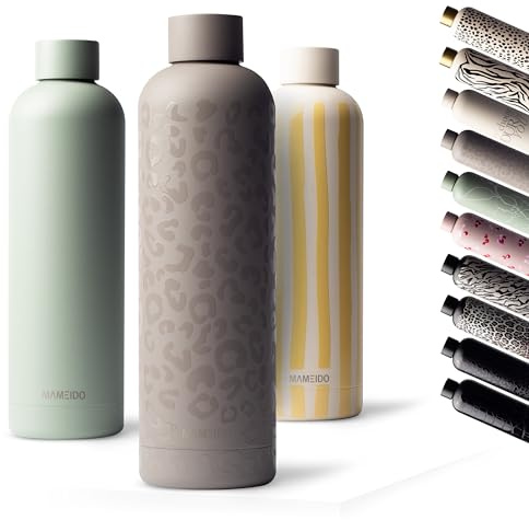 MAMEIDO Gourde Isotherme 750 ml, Bouteille Isotherme inox, étanche, sans BPA, conserve le froid à 24h, la chaleur 12h (Sleek Leo)