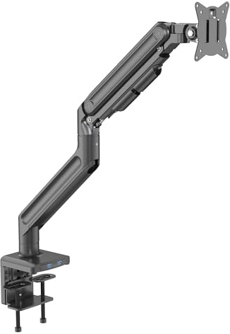HFTEK - Monitor Halterung für 1 Monitor bis 49 Zoll Curved Bildschirm, Monitor Arm bis zu 20kg Bildschirmhalterung Monitor Mount mit Höhenverstellbar Neigbar Drehbarm,VESA 75 100 (HF24G07U)