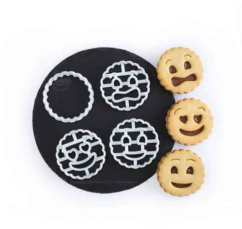 Lot de 4 Emporte-pièces façon BN Ronds Cannelés | Biscuits Fourrés Maison | Recette offerte | Fabriqués en France | Bakers’Tricks