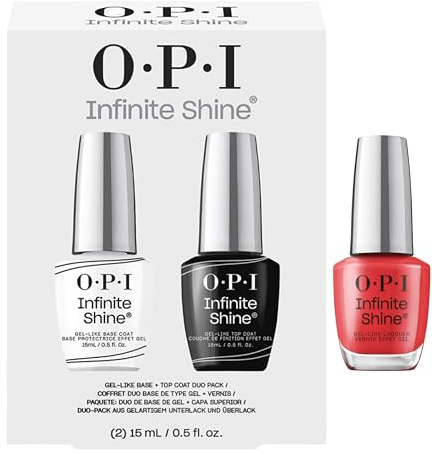 OPI Infinite Shine Long-wear Nail Polish, Gel-Like Nail Varnish with no UV lamp needed, 3-Step System for up to 11 days of vibrant colour, Base Coat & Nail Polish & Top Coat, Cajun Shrimp, 3x 15ml