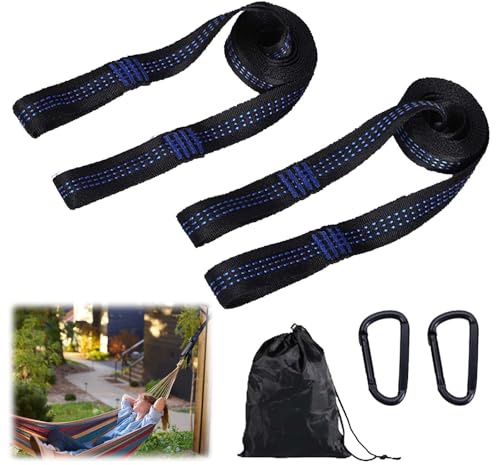 LDBKLGHJ 2 Stücke Hängematten Aufhängung Gurte mit 2 Hakenkarabinern, Outdoor hängematte, Befestigungsmaterial für Hängematten für Camping Outdoor Reise Schaukel Baum Aufhängung