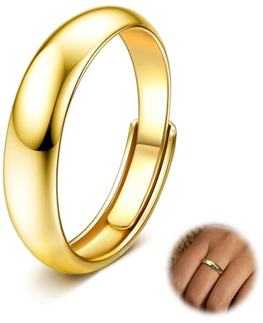 Diamday 14K Gold Filled Damen Ringe - Hochzeit Stacking Band für Frauen, Einfach Plain Dome Stapelbar Statement Dünner Daumen Ring Pinky Ring 3/4/5/6MM