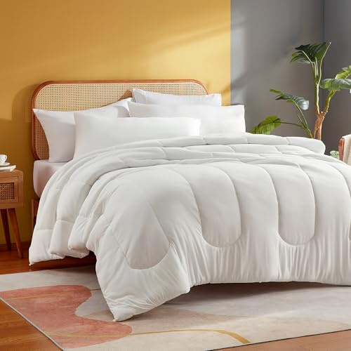 Sonive Single Duvet, Microfiber Knitted Quilt Duvet, Lightweight and Breathable Bedding 145gsm Soft Fabric, Machine Washable, 135 cm x 200 cm, White