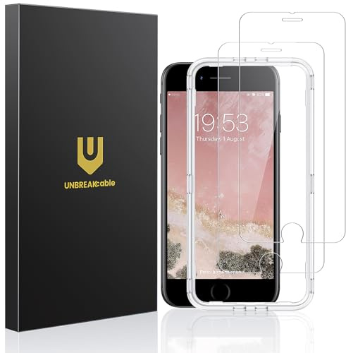 UNBREAKcable Schutzfolie für iPhone SE 2020/ SE 2022, iPhone 8/7/6/6s [2 Stück], 9H Härte Schutzglas, 2.5D Displayschutzfolie