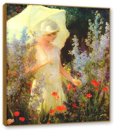 NHLDZYH Teakfarbener Rahmen - Impressionismus Poster, Kunstdrucke Poster Berühmte Maler, Berühmte Leinwanddrucke, Wandbilder Wohnzimmer Moderne (Blaue Rittersporn) 40x48cm