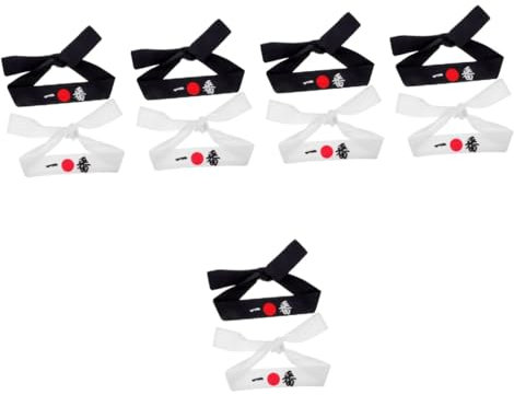 MAGICLULU 10pcs Japanese Headband Samurai Hat for Men Decorative Workout Headband Japanese Style for Cooking Sports Fitness