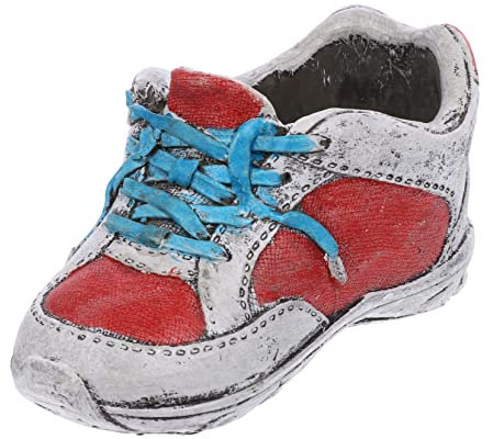 CIYODO Vaso Decorativo Per Piante Succulente Stile Retrò Forma Di Scarpa Alta Fioriera in Ceramica Rossa Per Interni Piccolo Contenitore Per Fiori Per Giardino Balcone e Ufficio