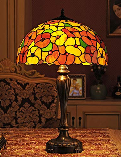 Faucet 16-inch Pastoral Retro Stained Glass Warm Colored Trumpet Flower Series Table lamp Bedside lamp water-tap