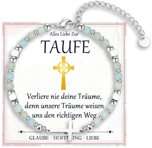 FAOMZQ Geschenke zur Taufe Konfirmation, Kreuz Armband für Mädchen Tochter Nichte Enkelin Schwester Patentochter Patenkind von Mama Papa Oma Opa Großeltern Taufpaten