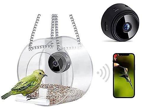 Petyoung Comedero inteligente para pájaros con cámara HD 1080P para observación de aves al aire libre, casa de pájaros transparente para vista de primer plano, toma de fotos, grabación de video