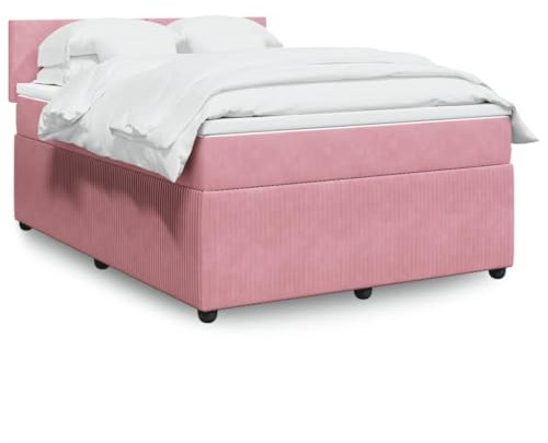 qohoio Boxspringbett mit Matratze Betten Mit Matratze Schlafzimmer Bett Boxspringbett Mit Matratze Rosa 140x200 cm Samt - 3290057