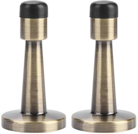2 Pcs Door Stopper, Brass Door Stoppers for Wall Protector Wall Mounted Door Stop with Rubber Anti-Collision Skirting Board Door Stop for Indoor Hotel Office