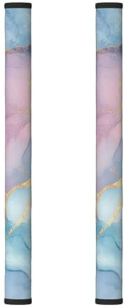 Set di 2 coperture per maniglie del frigorifero con stampa marmorizzata rosa e blu, per tenere frigorifero, microonde, lavastoviglie, forno da macchie di impronte digitali