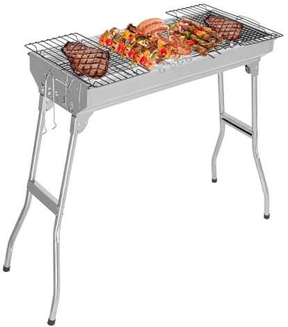 TactFire Holzkohlegrill, Camping Grill,Klappgrill aus Edelstahl, 70x31x71cm(XL), Tragbare Barbecues, Komplettes Zubehör, Außen, Terrasse, Camping, Grillparty, für 5-10 Personen