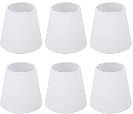 6 Stück kleine weiße Stoff-Lampenschirm-Set für Kandelaber, Boden, Tisch, Kronleuchter, Wand, modernes minimalistisches Design